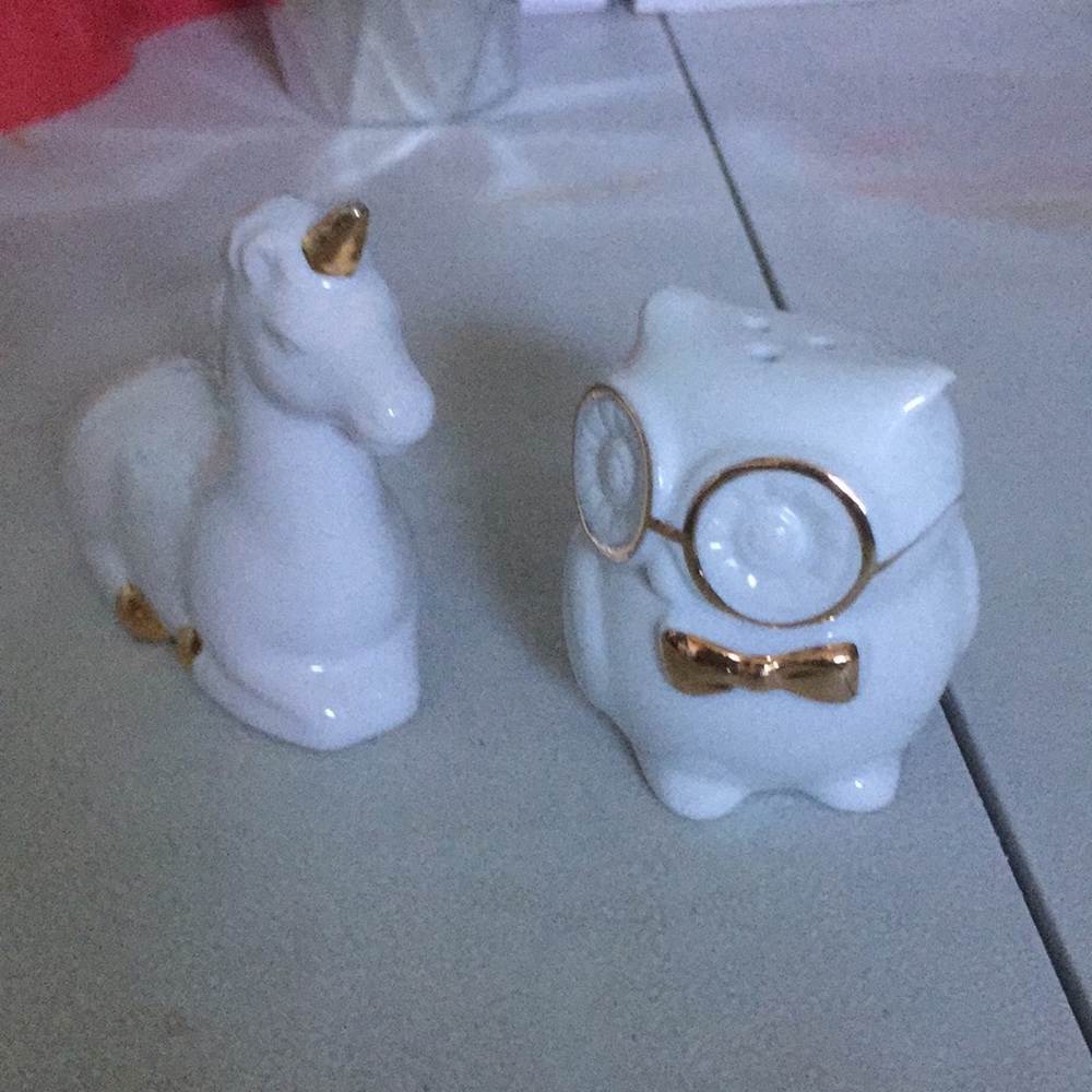 Unicorn and owl containers to put salt